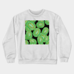 Tropical Kiwi Fruit Abstract Pattern_black Crewneck Sweatshirt